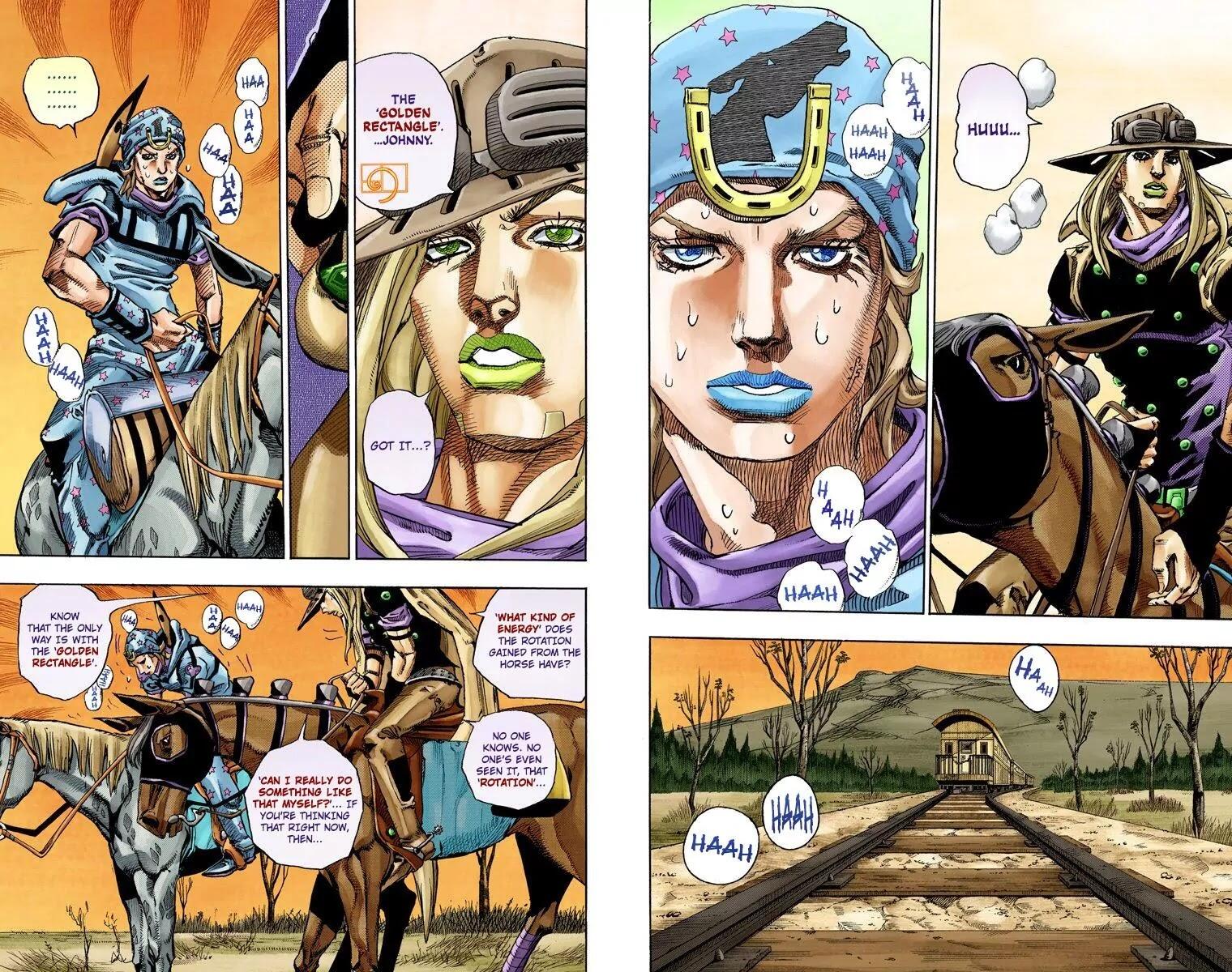 Манга на русском steel ball run. Прямоугольник Джонни Steel Ball Run. Spin Steel Ball Run. Steel Ball Run золотой прямоугольник. Спин Джоджо золотой прямоугольник.