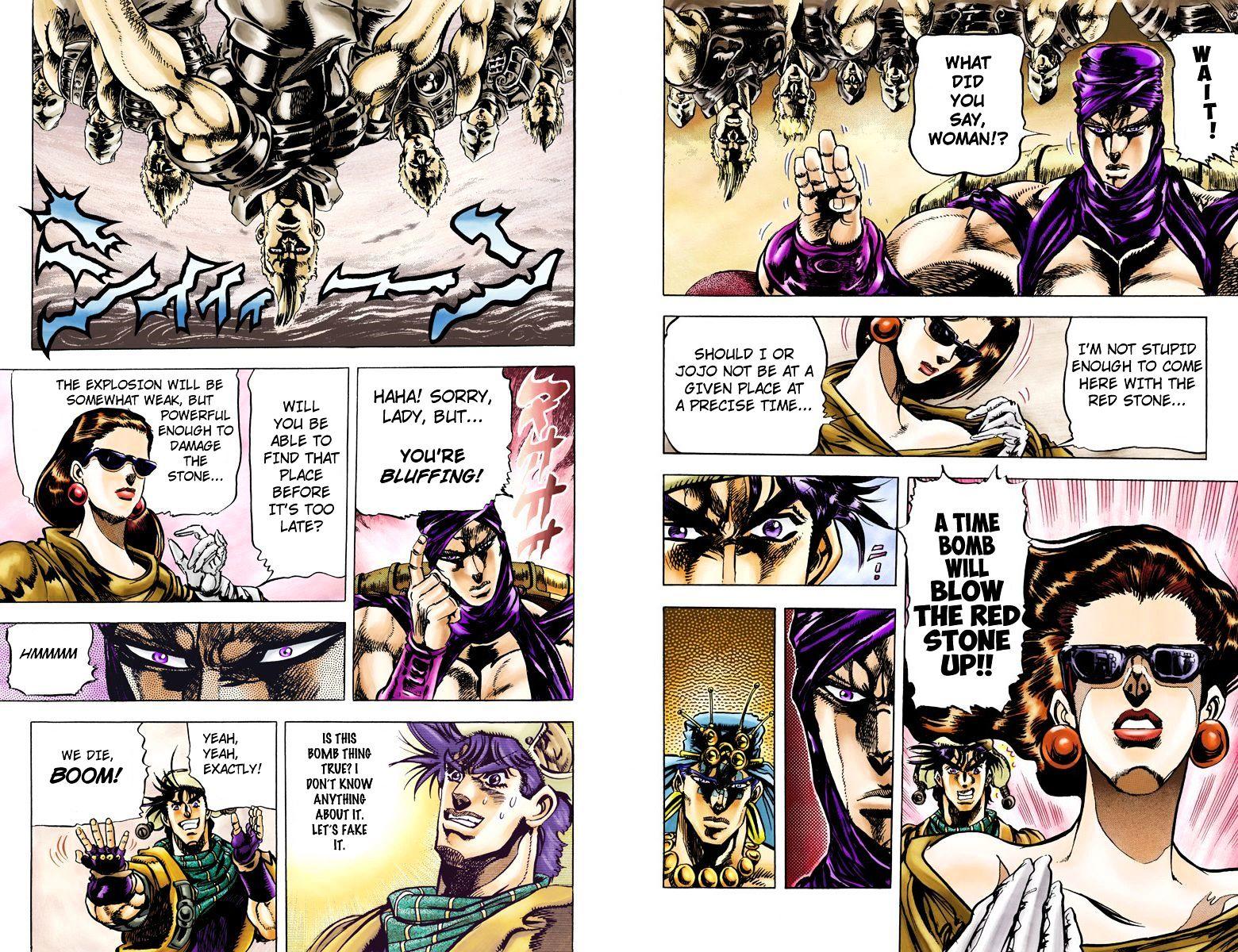 Jojo's Bizarre Adventure Vol.10 Chapter 95 : The One Hundred Vs Two Strategy (Official Color Scans) page 8 - 