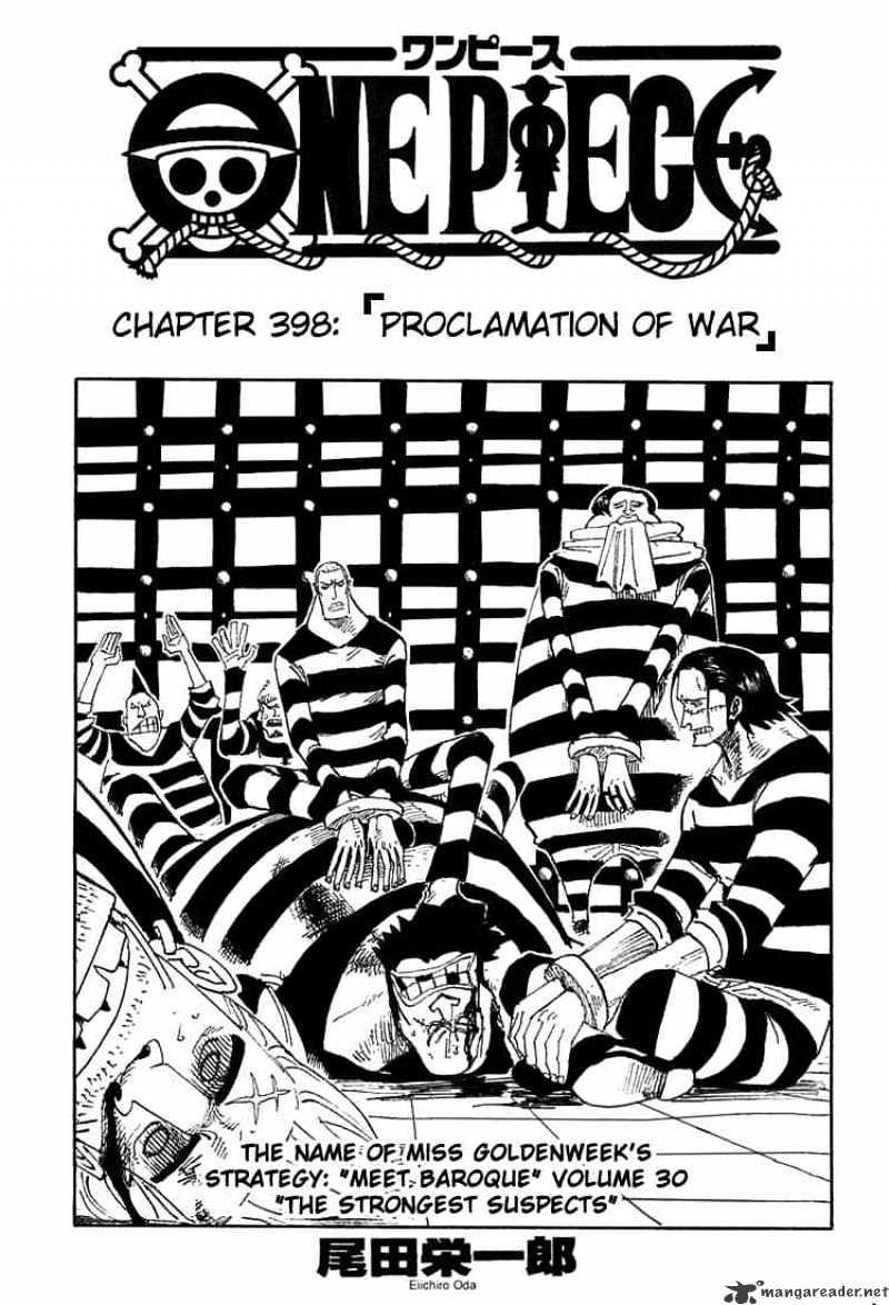 One Piece Chapter 398 : Proclamation Of War page 1 - Mangakakalot
