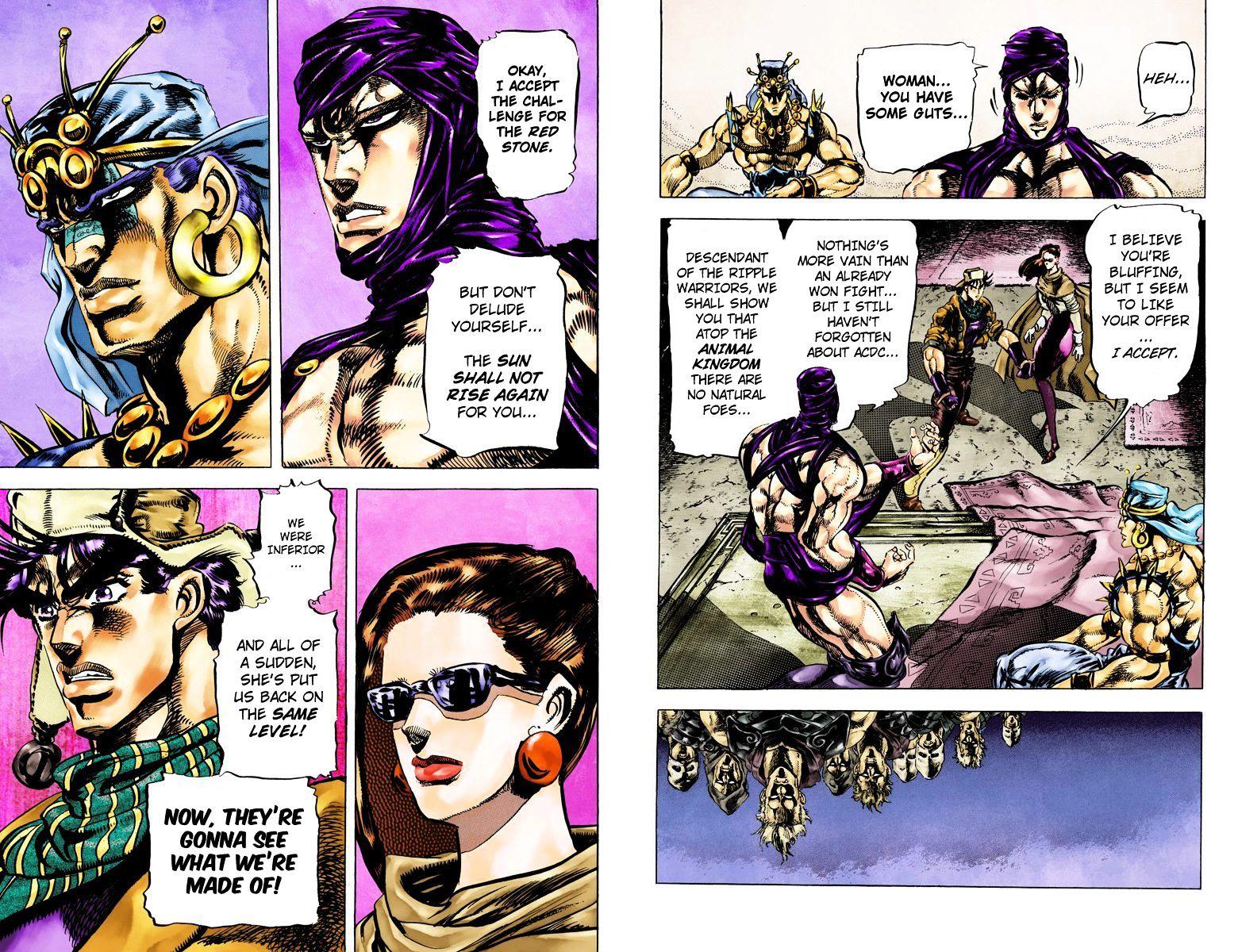 Jojo's Bizarre Adventure Vol.10 Chapter 95 : The One Hundred Vs Two Strategy (Official Color Scans) page 10 - 