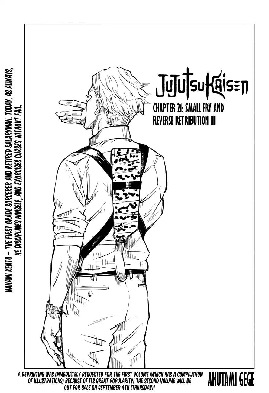 Jujutsu Kaisen Chapter 21: Small Fry And Reverse Retribution (3) page 1 - Mangakakalot