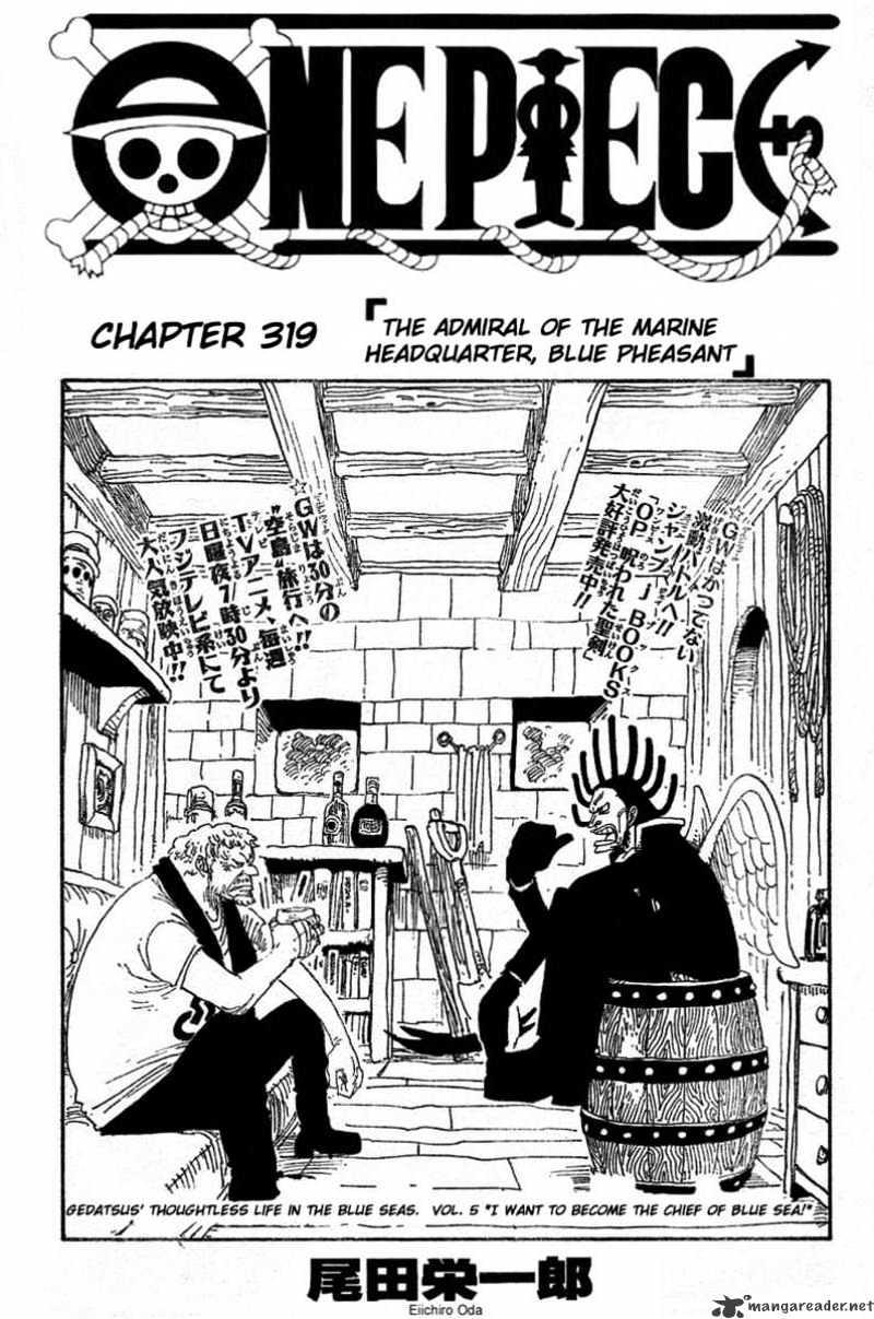 One Piece Chapter 319 : The Admiral Of The Marine Headquarter, Blue Pheasant page 1 - Mangakakalot