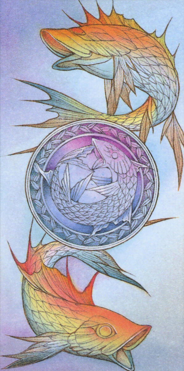 Карты таро рыбы март 2024. Карта Таро рыбы. Карты Таро сверхъестественное Ace of Pentacles. Карта Таро рыбы знак зодиака. Рыбка Таро.
