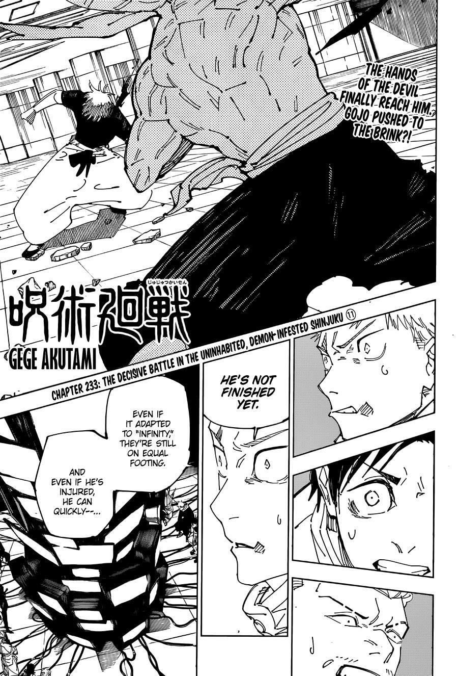 Jujutsu Kaisen Chapter 233: The Decisive Battle In The Uninhabited, Demon-Infested Shinjuku ⑪ page 1 - Mangakakalot