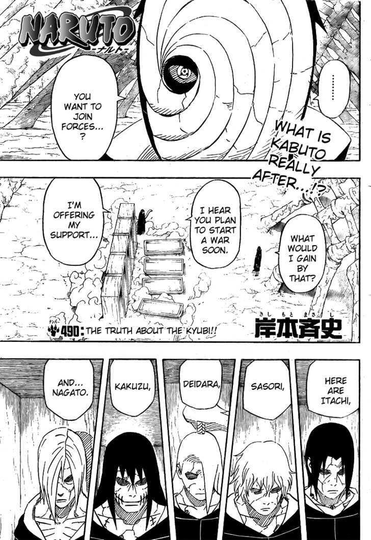Vol.52 Chapter 490 – The Truth about the Nine- Tails!! | 1 page