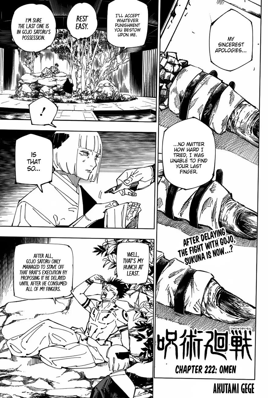 Jujutsu Kaisen Chapter 222: Omen page 1 - Mangakakalot