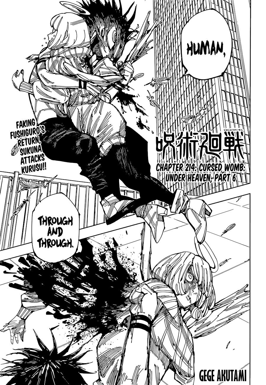 Jujutsu Kaisen Chapter 214: Cursed Womb: Under Heaven, Part 6 page 1 - Mangakakalot