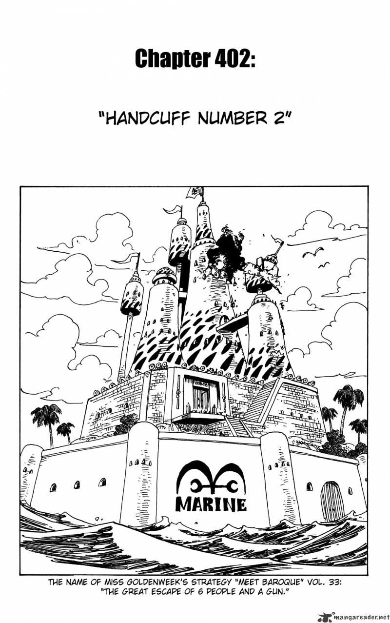 One Piece Chapter 402 : Handcuff Number 2 page 1 - Mangakakalot
