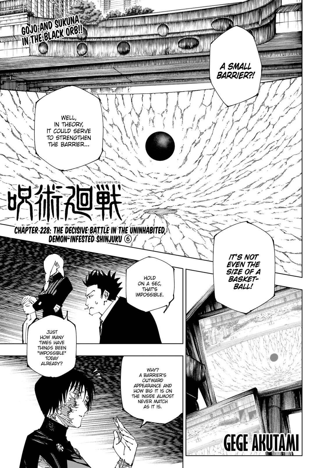 Jujutsu Kaisen Chapter 228: The Decisive Battle In The Uninhabited, Demon-Infested Shinjuku ⑥ page 1 - Mangakakalot