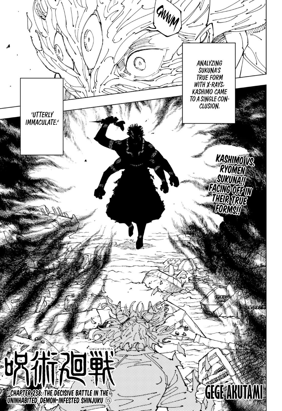 Jujutsu Kaisen Chapter 238: Chapter 238: The Decisive Battle In The Uninhabited, Demon-Infested Shinjuku ⑮ page 1 - Mangakakalot