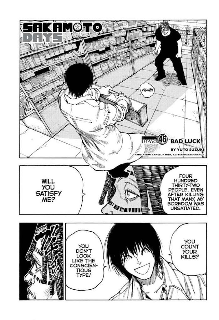 Sakamoto Days Chapter 46 : Days 46 Bad Luck page 1 - Mangakakalot