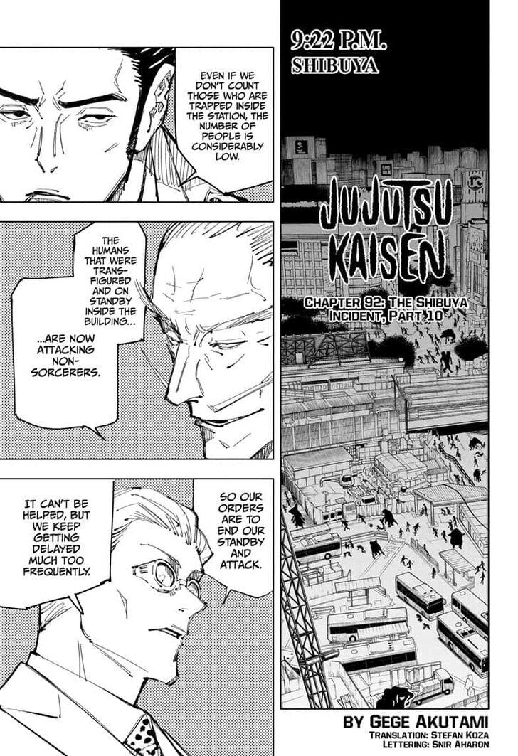 Jujutsu Kaisen Chapter 92 page 1 - Mangakakalot