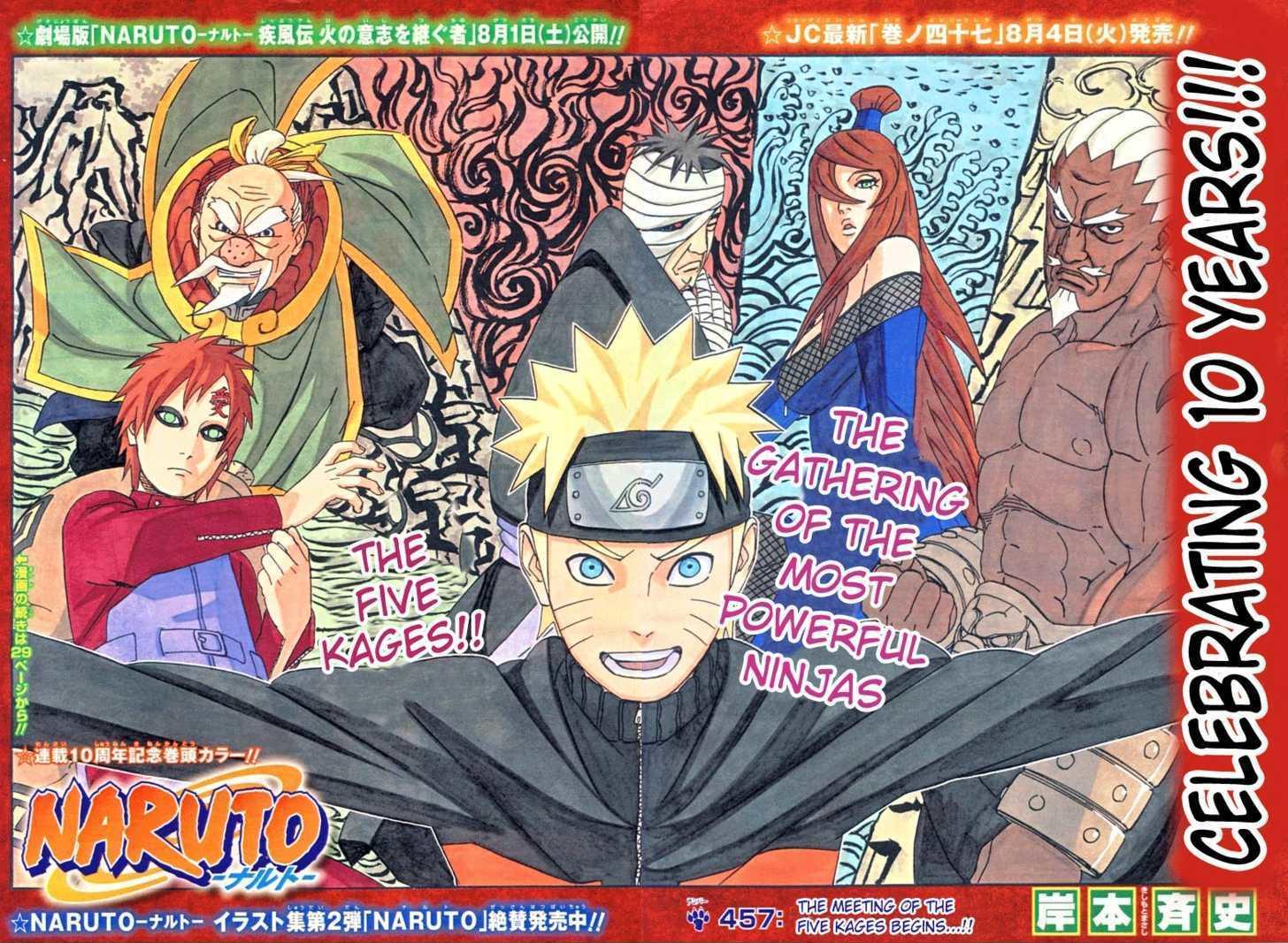 Vol.49 Chapter 457 – The Five Kage Summit, Commences…!! | 1 page