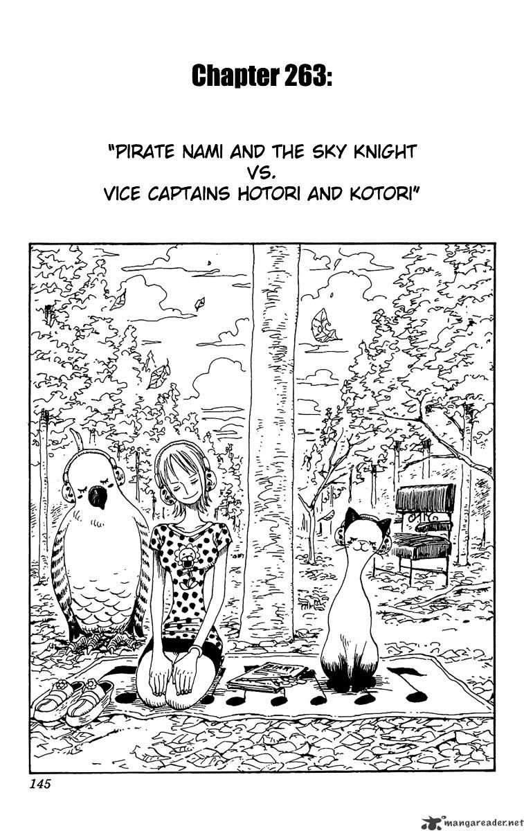 One Piece Chapter 263 : Nami And The Strange Knight V.s. 2Nd Captains Hotori And Kotori page 1 - Mangakakalot