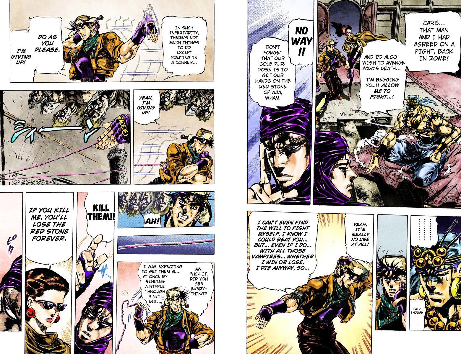Jojo's Bizarre Adventure Vol.10 Chapter 95 : The One Hundred Vs Two Strategy (Official Color Scans) page 7 - 